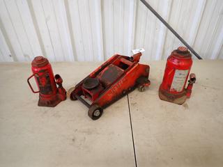 (2) 20-Ton Bottle Jacks C/w Trolley Jack