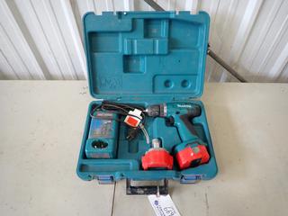 Makita Model 6281D 14.4V 3/8in Drill C/w (2) Makita 14.4V Batteries And Makita DC1414T Charger