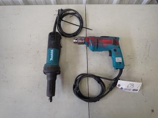 Makita Model GD0600 120V 1/4in Die Grinder C/w Makita Model 6402 120V 3/8in Drill