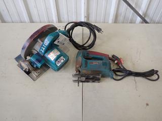 Makita Model 5007NB 120V 7 1/4in Circular Saw C/w Makita Model 4233 120V Jig Saw