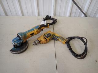 Dewalt D28065 120V 5in/6in Angle Grinder C/w Dewalt D21002 120V 3/8in Drill