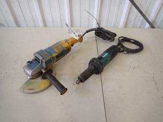 Dewalt DW840 120V 7in Angle Grinder C/w Makita Model GD0661 120V 1/4in Die Grinder