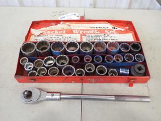 Procore 3/4in Ratchet C/w Assorted Sockets *Note: Ratchet Requires Repair*