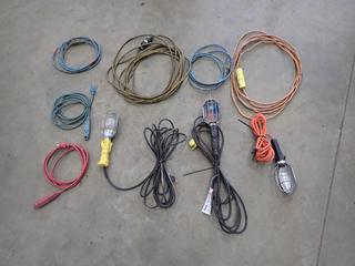 Qty Of (3) Trouble Lights C/w Extension Cords And (2) Power Bars