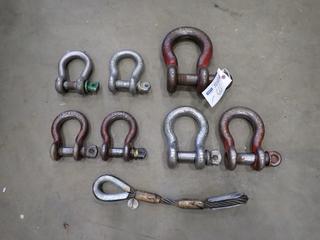 Qty Of Assorted Crosby Shackles C/w Hercules 5/8in X 18in Wire Rope Sling