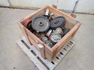 Qty Of Assorted Pipe Stand Roller Wheels And Casters