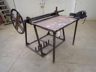 4ft X 2ft X 37in Work Table C/w Irwin Record No.6 Bench Vise And Pipe Spinner