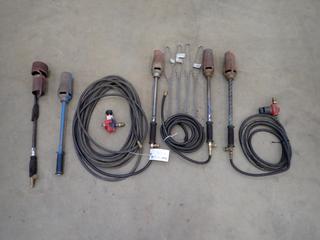 Qty Of Assorted Propane Hose, Tiger Torches, (2) Regulators And Mesh Grips