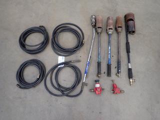 Qty Of Assorted Propane Hose, Tiger Torches And (2) Regulators