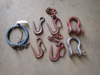 (2) 1 1/2-Ton Crosby Shackles C/w (4) Crosby Sorting Hooks And Round Rigging Ring