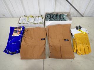 (2) Pairs Of IFR Workwear Size 52-54 Bibs C/w (3) Pairs Of Watson Size 0S Gloves, (3) Pairs Of BDG Size Large Welding Gloves, Safety Glasses w/ Amber Lens And Goggles *Unused*