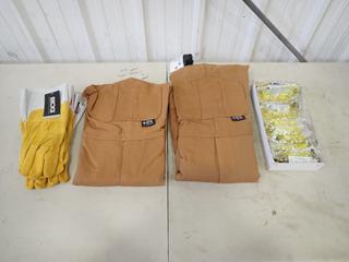 (1) Pair Of IFR Workwear Size 52-54 Bibs C/w (3) Pairs Of BDG Size Large Welding Gloves And Qty Of Safety Glasses w/ Amber Lens *Unused*