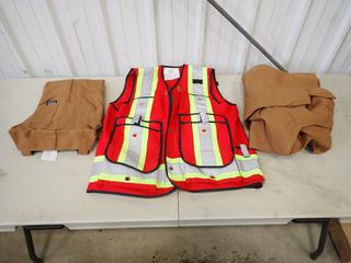 (1) Pair Of IFR Workwear Size 48-50 And (1) Size 44-46 Bibs C/w (1) King Size XL Safety Vest