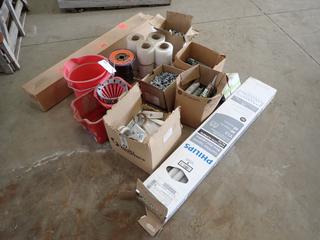 Qty Of Banding Clips, Philips Fluorescent Lamps, Aluminum Sealant, Contractor Tape And Assorted Supplies 