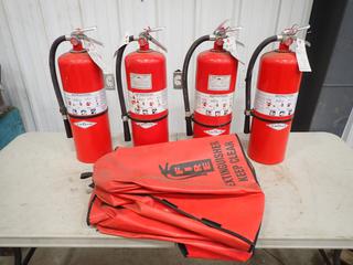 Qty Of (4) Amerex Model A411 20lb Fire Extinguishers C/w Covers