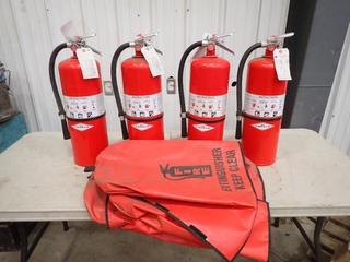 Qty Of (4) Amerex Model A411 20lb Fire Extinguishers C/w Covers