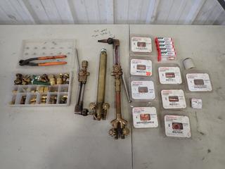 Qty Of Cutting Torches, Hose Repair Kit, Victor Acetylene Tips And Assorted Fittings