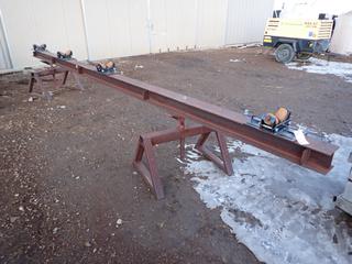 21ft Adjustable I-Beam Stand C/w (4) LJ Welding Model MDRM-200 2000lb Cap. Rollers