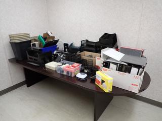 Qty Of Binders, Garbage Cans, Staplers, Scissors, Garbage Bags, Heater, Money Box, Canon Camera, Clip Boards And Assorted Office Supplies