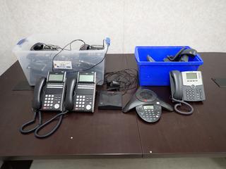 Qty Of Assorted Office Phones C/w Polycom Sound Station