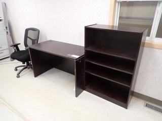 47in X 23 1/2in X 29 1/2in Office Desk C/w 31 1/2in X 31 1/2in X 47in Bookcase And (1) Task Chair