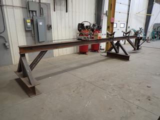 Victor VCM 200 110V Cutting Machine C/w I-Beam Stand, Assorted Consumables, (2) V-Heads And Ridgid Pipe Vise.SN CM0015863 