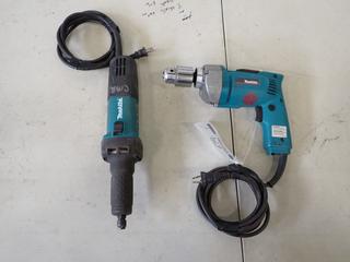 Makita Model GD0601 120V 1/4in Die Grinder C/w Makita Model 6302H 120V 1/2in Drill