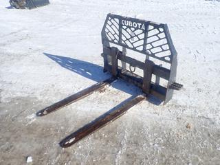 Kubota Model S6621A 4ft Skid Steer Fork Attachment. SN 558757