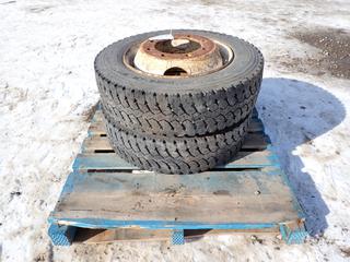 (2) Triangle TR689 225/70 R19.5 Tires w/ 8-Stud Rim