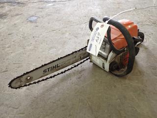 STIHL MS170 16in Chainsaw *Note: Missing Nut To Tighten Up Bar And Chain, Pulls Over Do Not Start*