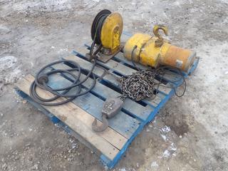 230V Single Phase 2-Ton Chain Hoist C/w Budgit Model M1-026A Cord Reel