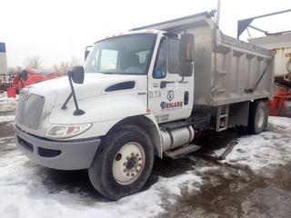 2010 International Durastar 4300 SBA 4X2 Dump Truck C/w MAXXFORCE DT Diesel, 14,968kg GVWR, A/T, APSCO AV-295 Dump Controller, Chelsey PTO, Langfab 14ft Aluminum Hydraulic Box, Manual Tarp, A/R Suspension And 11R22.5 Tires. CVIP 06/2022. Showing 261,167Kms. VIN 1HTMMAAP2AH284907 *Note: Driveshaft Unattached, Engine Seized, Running Condition Unknown* 