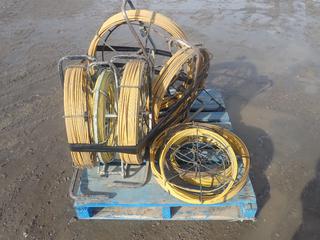 Qty Of Assorted Rodder C/w Cable Reel Stands *Note: Lengths Unknown*