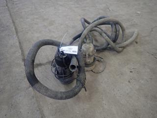 (1) 120V And (1) 115V 1in Submersible Pumps C/w Qty Of Hose *Note: Working Condition Unknown*