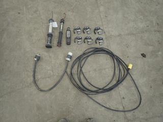 Qty Of (6) Cable Clamps C/w (2) Extension Cords And (3) Lights