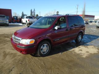 2004 Chevrolet Venture Van C/w 3.4L 3400SFI Gas Engine, A/T And 215/70 R15 Tires. Showing 293,882Kms. VIN 1GNDU03E04D224680 *Note: No Rear Seats, Check Engine & ABS Light On, And Hood Damage, Damage On Driver Door Panel And Rocker Panels Rusted*