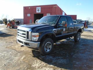 2008 Ford F350 FX4 4X4 Extended Cab Pick Up C/w 6.4L Power Stroke V8 Turbo Diesel Engine And A/T. Showing 353,137kms. VIN 1FTWX31R88EE44746 *Note: Has Rust, Paint Chips, Dent In Tailgate, Dent In Back Bumper, Check Engine Light On*