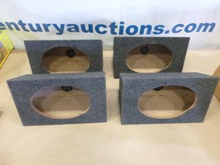 (4) Unused Nuance Speaker Boxes, Fits 6 In. x 9 In. Oval Speakers, Overall Dimensions 13 In. x 8 In. x 5 In. (S23)