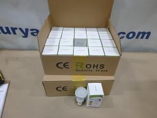 (40) Unused  CE ROHS  8 Watt LED Lights, Warm White (2700K) E26 Base, 110VAC (C-2)