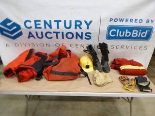 Duffle Bag of Fire PPE. Includes Boots, Hard Hat, Coveralls, Gloves and More (J-2-3)