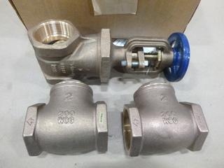 (1) 2 In. NIBCO Bronze Gate Valves w/ (2) 2 In. Brass Fittings (B1)
