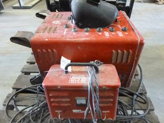 Forney C-4 Arc Welder, 230V, Single Phase, 20-180A w/ Cables and Welding Helmet, C/w Forney Battery Charger (J-5-3)