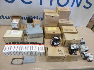 Qty of Electrical Control Transformers, Transformers w/ Enclosers, Breakers, Receptacle Cover Plates and More (J-2-1)