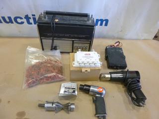 Multimedia Drop Amplifier, Heat Gun. CB Radio, Battery / Electric Radio, (1) Flange Pin and More (F-1)