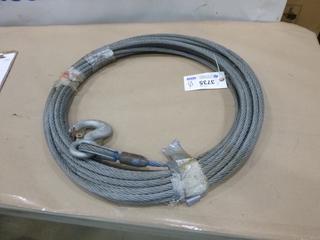Unused 100 Ft. of 7/16 In. Galvanized Cable w/ Hook on One End (T-3-3)