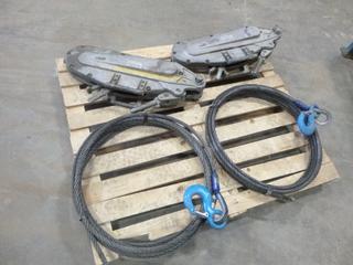 (2) 5 Ton Cable Winch Tirfors, Model TU-32, C/w (2) Unused 50 Ft. Cables w/ Crosby Hooks (OS)