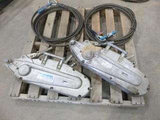 (2) 5 Ton Cable Winch Tirfors, Model TU-32, C/w (2) Unused 30 Ft. Cables w/ Crosby Hooks (OS)