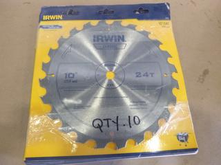 (10) Unused Irwin Saw Blades, 10 In. 24T, Model 15070 (E-1)