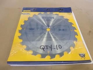 (10) Unused Irwin Saw Blades, 10 In. 24T, Model 15070 (E-1)