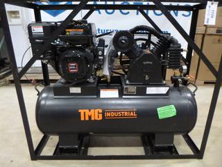 Unused TMG-GAC40 Industrial Air Compressor, 40 Gallon Horizontal Tank, 2-Stage, Loncin G300FA 4-Stroke 302cc Gas Engine, 175 Max. PSI, SN 3240211052 (East of TC)